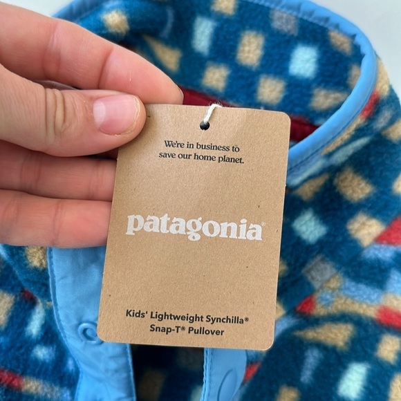 Patagonia Lightweight Synchilla Snap-T Pullover Kids' PATCHWORK BLUE NWT size 10 - Picture 4 of 5